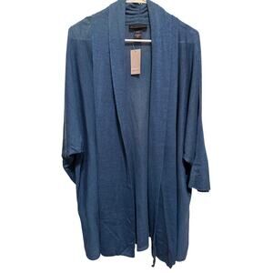 NWT Lane Bryant Plus Size Long Open Front Blue Cardigan 3/4 Sleeves Size 26/28